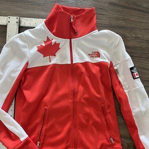 North Face | Oh Canada | Red and White Fleece Jacket | Size W14 (XL)